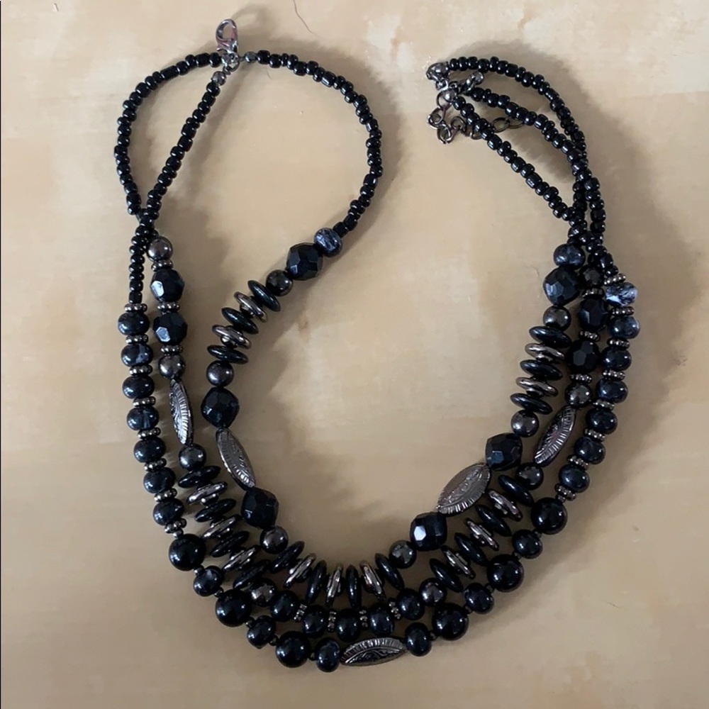 Black bead necklace